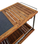 Mid-Century Modern Rolling Bar Cart with Slate Inlay