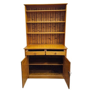 Classic Oak Wood Open-Shelf Kitchen Hutch
