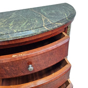 Grand Louis XVI Style Green Marble Top Demilune Commode