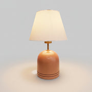 Terracotta Orange Ceramic Dome Table Lamp with Linen Shade