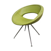 Postmodern Space Age Green Leather Ring Accent Chair