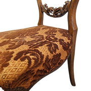 Elegant Victorian Balloon-Back Accent Chair in Warm Damask