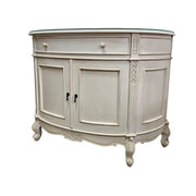Stately Provincial Cream Carved Vanity Cabinet with Detachable Tri-Fold Mirror