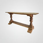 Rustic Solid Wood Trestle Console Table with Turned Legs