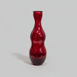 Retro Crimson Red Hand Blown Glass Bolas Gourd Vase