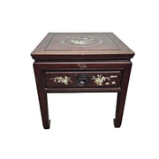 Elegant Rosewood Side Table with Mother-of-Pearl Inlay