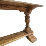 Rustic Solid Wood Trestle Console Table with Turned Legs