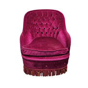 Napoleon III Style Tufted Plum Velvet Toad Armchair