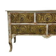 Rustic Bohemian Embossed Brass & Wood Sideboard