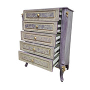 Provencal Style Lavender and Gold Carved Floral Chest of Drawers