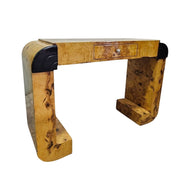 Art Deco Burl Wood Console with Bold Geometric Accents