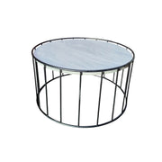 Elegant Round Marble and Iron Cage Coffee Table