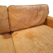 Timeless Tan Leather Sofa with Brass Accents by THE ONE