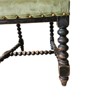 19th-Century French-Inspired Velvet Spool Accent Chair