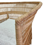 Woven Brown Rattan High Curved Back Accent Armchair