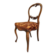 Elegant Victorian Balloon-Back Accent Chair in Warm Damask