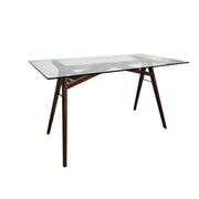West Elm Mid-Century Glass Top Desk with Wooden Base