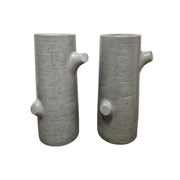 Tree Trunk Inspired Grey Crackle Glaze Ceramic Cylindrical Vase Medium