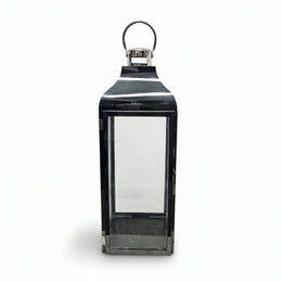 Industrial High Gloss Black Stainless Steel and Glass Box Lantern
