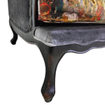 THE One Patchwork Velvet Black Wood Wingback Armchair