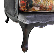 THE One Patchwork Velvet Black Wood Wingback Armchair