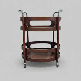 Mid-Century Modern Curved Bentwood Drinks Trolley with Chrome Handles
