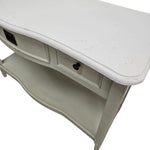 Elegant Sage Bow-Front Console Table with Open Shelving