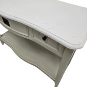 Elegant Sage Bow-Front Console Table with Open Shelving