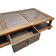Heritage Solid Wood Multi Panel Low Profile Coffee Table with Drawer