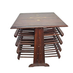 Anglo-Indian Solid Wood Tiered Canterbury Magazine Rack Side Table