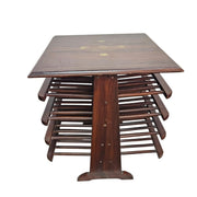 Anglo-Indian Solid Wood Tiered Canterbury Magazine Rack Side Table