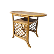 Mid-Century Oval Rattan Bistro Dining Table