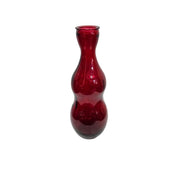 Retro Crimson Red Hand Blown Glass Bolas Gourd Vase