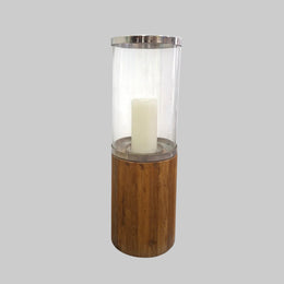 Natural Base Glass Hurricane Candle Lantern