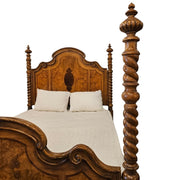 Grand Art Deco Four-Poster Bed with Sunburst Veneers