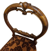 Elegant Victorian Balloon-Back Accent Chair in Warm Damask