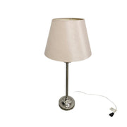 Polished Nickel Candlestick Table Lamp with Tapered Cream Fabric Shade