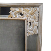 Intricately Carved Whitewashed Frame Wall Mirror
