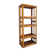 Aesthetic Boheme Bamboo and Split Rattan Five Tier Etagere Bookshelf