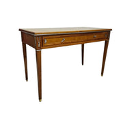 Elegant Neoclassical Style Wooden Desk with Silver Accents