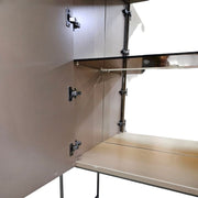 Sculptural Bronze-Finish Tall Bar Cabinet with Slender Legs