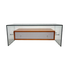 Giorgetti Designer Pre-Loved Glass and Wood Coffee Table