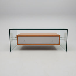 Giorgetti Designer Pre-Loved Glass and Wood Coffee Table