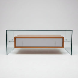 Giorgetti Designer Pre-Loved Glass and Wood Coffee Table