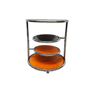 Funky Space Age Chrome and Orange Tiered Swivel Side Table