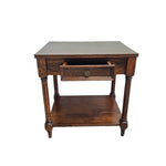 Vintage-Inspired Classic Wooden Side Table with Woven Drawer