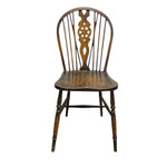 Antique English 19th Century Windsor Wheelback Solid Wood Dining Chair
