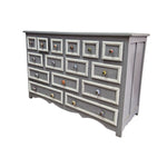 Hand-Painted Grey and White Multi-Drawer Solid Wood Apothecary Chest