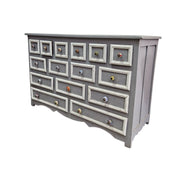 Hand-Painted Grey and White Multi-Drawer Solid Wood Apothecary Chest