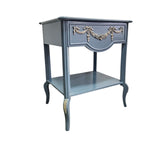 French Provincial Style Upcycled Slate Blue Wooden Side Table
